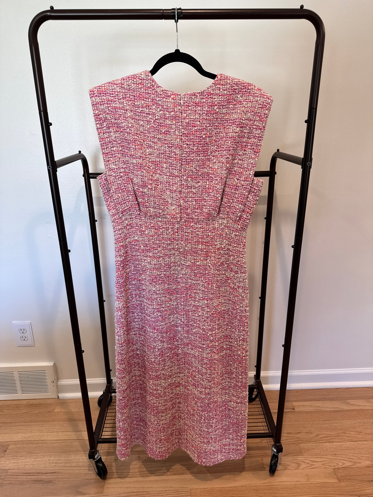 St. John Bouclé Slub Tweed Knit Midi Dress In Ceru size 10