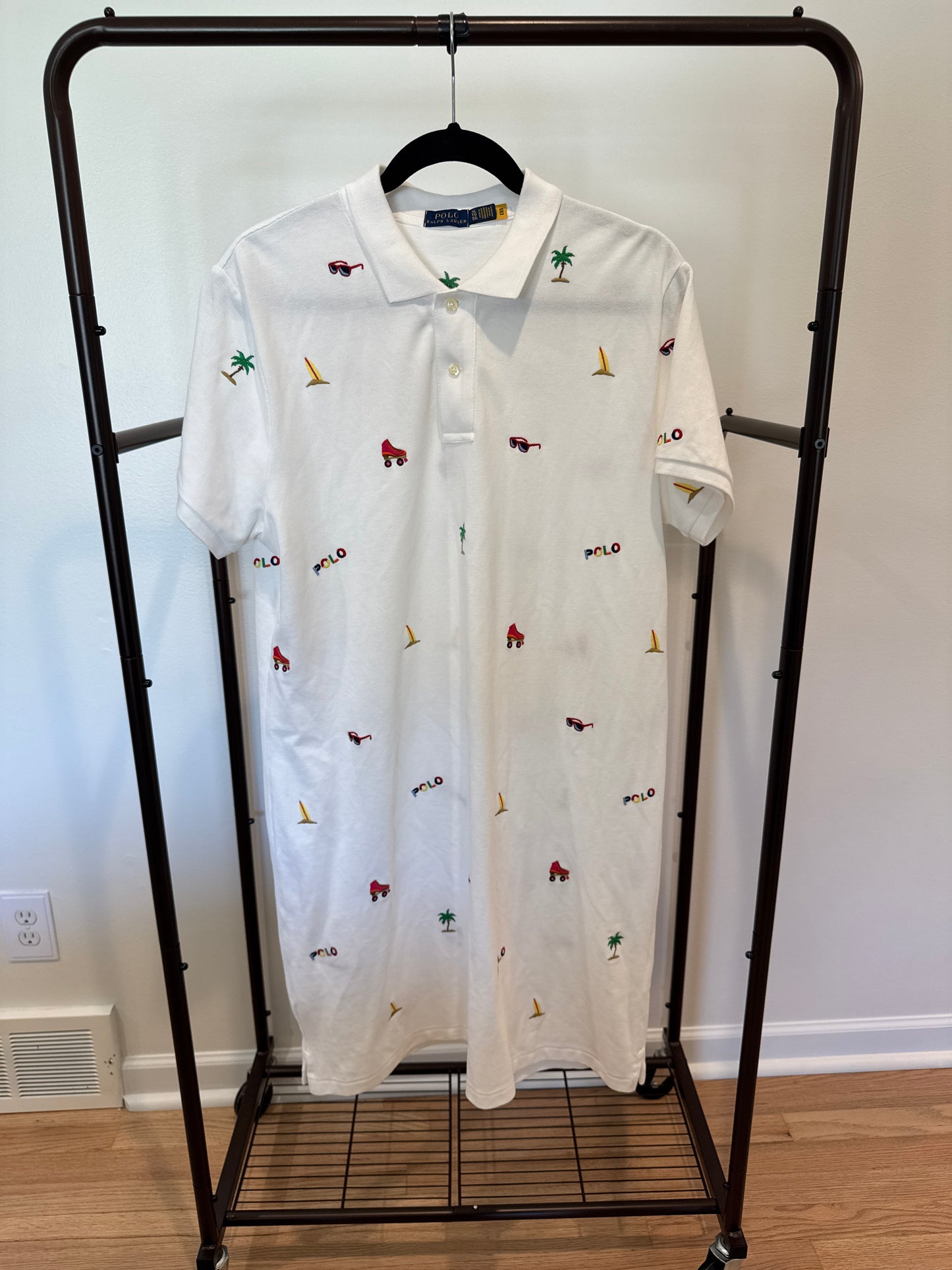 Polo Ralph Lauren White Allover Embroidered Pony Dress size XL