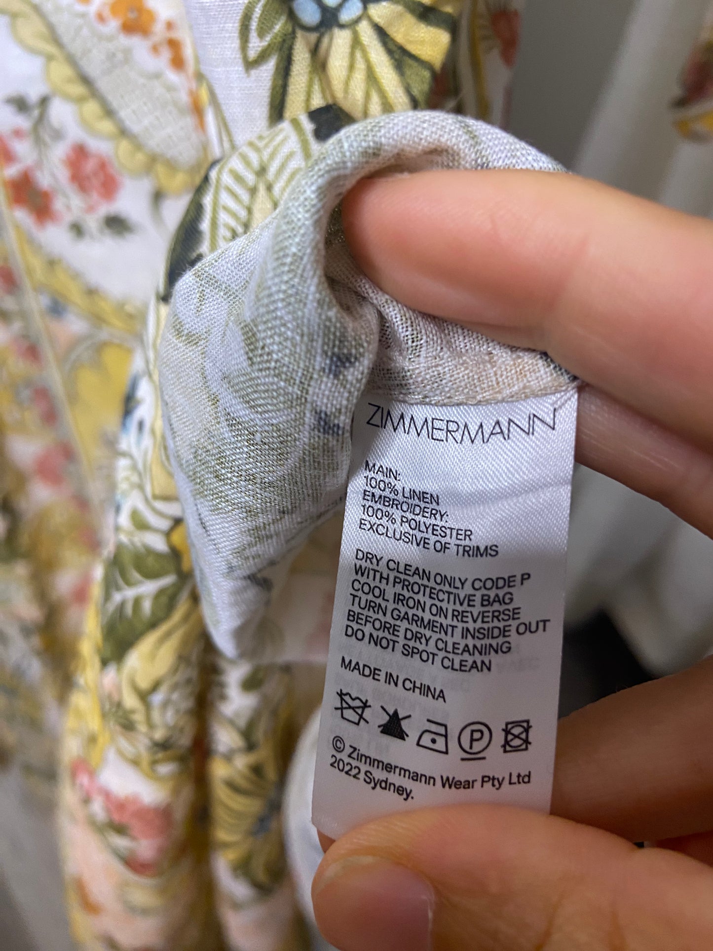 Zimmermann Laurel Floral Linen Kaftan size US 8