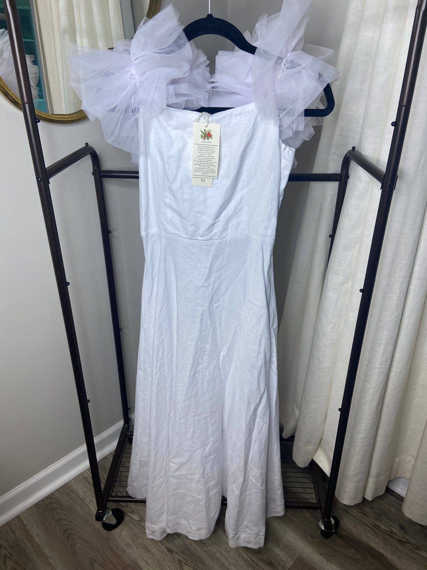 Fanm Mon Giamba Tulle Sleeve Midi Dress size XS