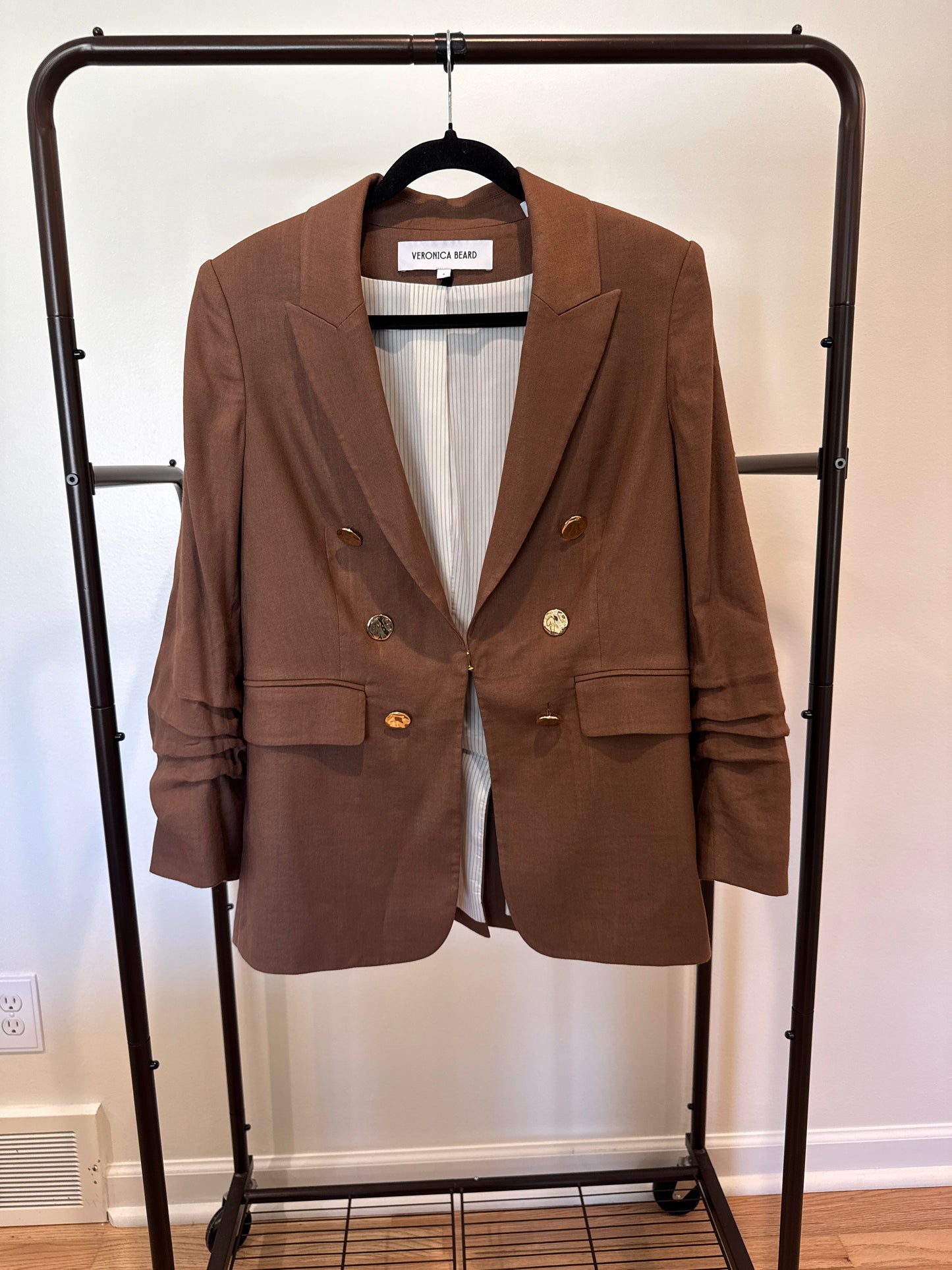Veronica Beard Beacon Dickey Jacket in Brown with Gold Decorative Buttons size 6
