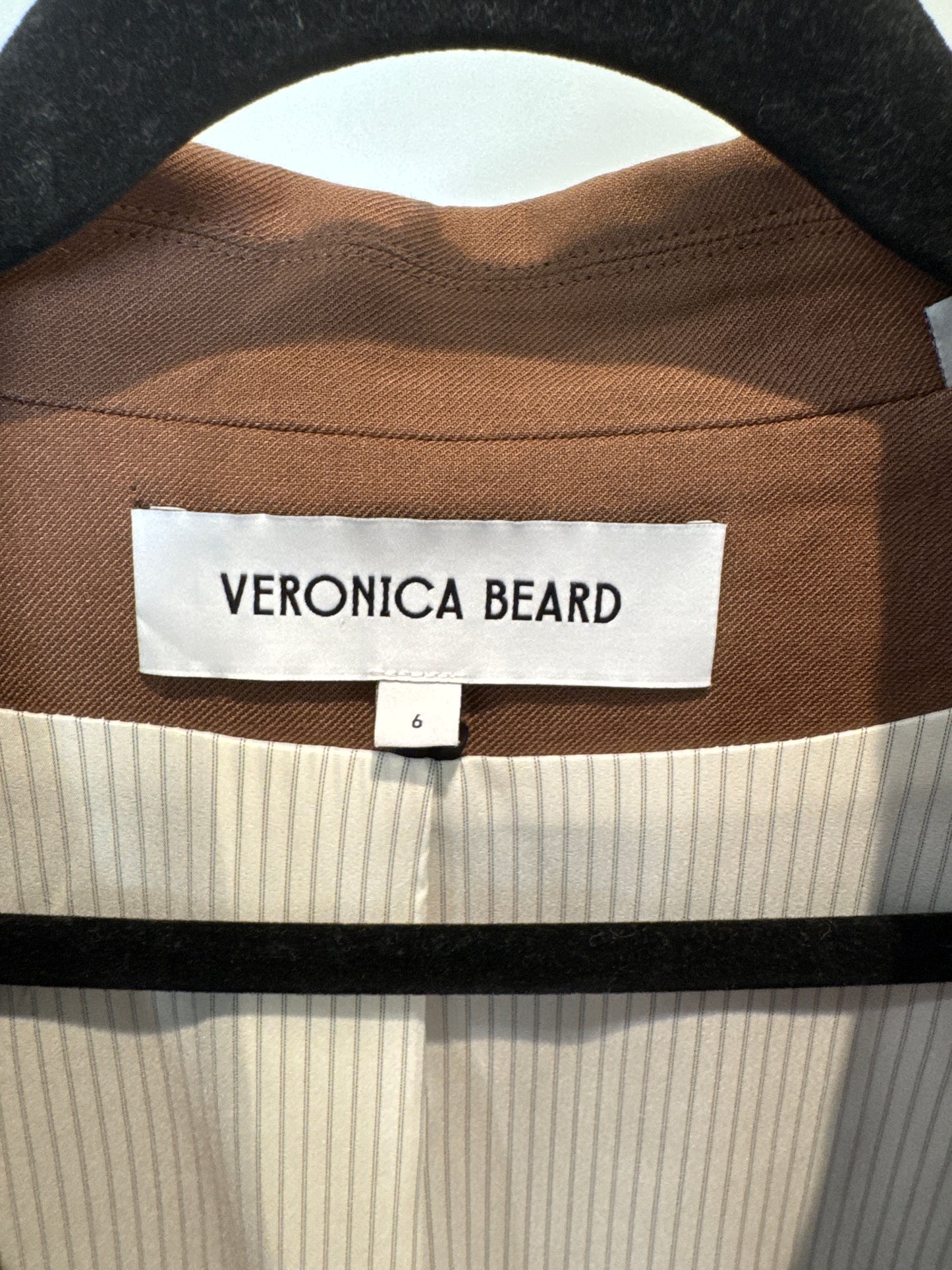 Veronica Beard Beacon Dickey Jacket in Brown with Gold Decorative Buttons size 6
