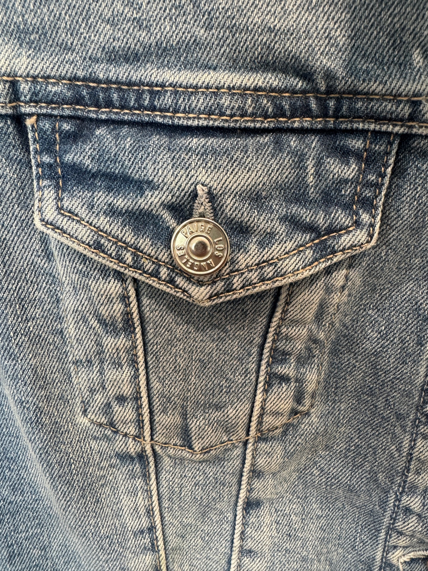 Paige Kendra Short-Sleeve Crop Denim Jacket size M