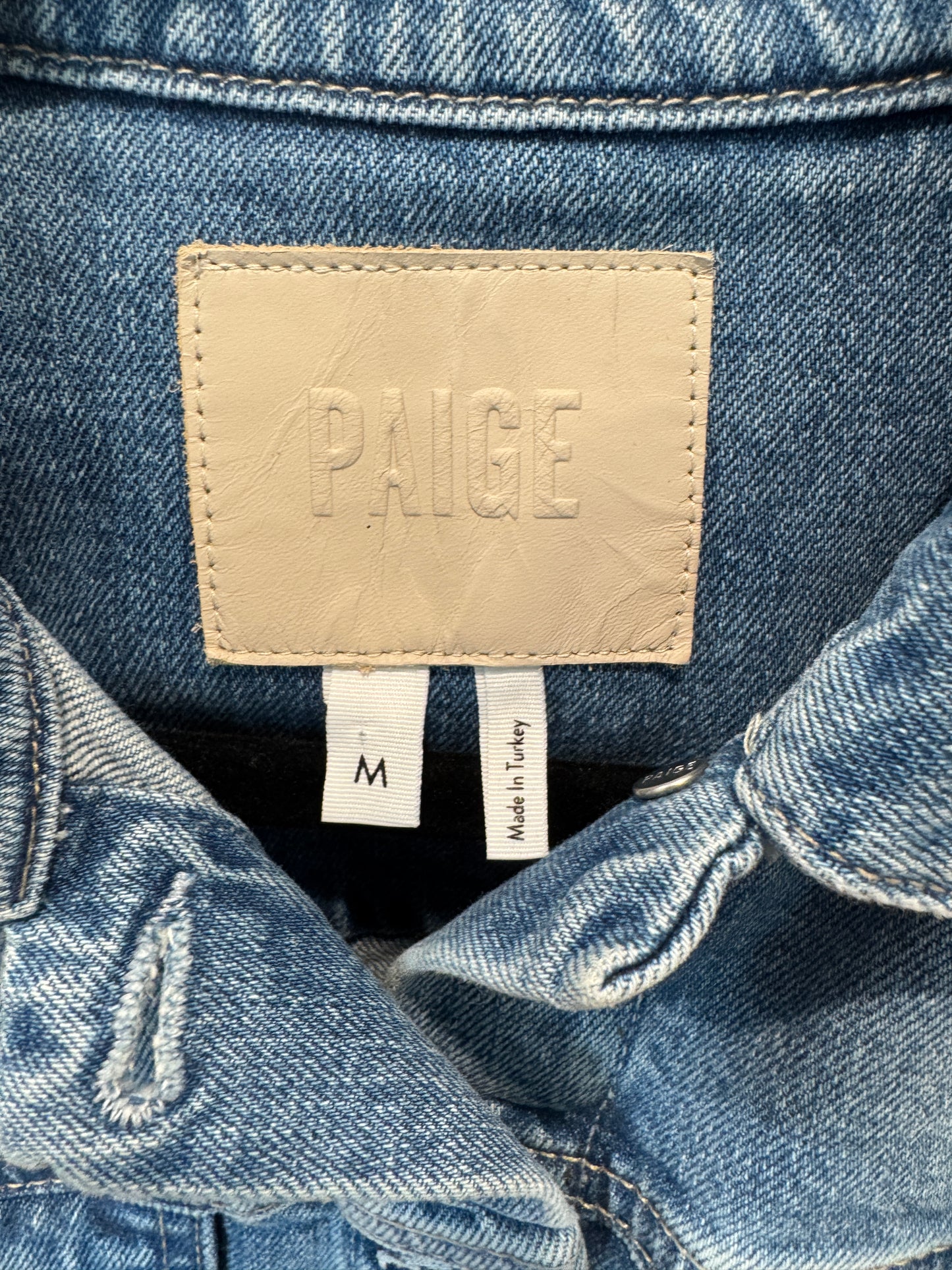 Paige Kendra Short-Sleeve Crop Denim Jacket size M