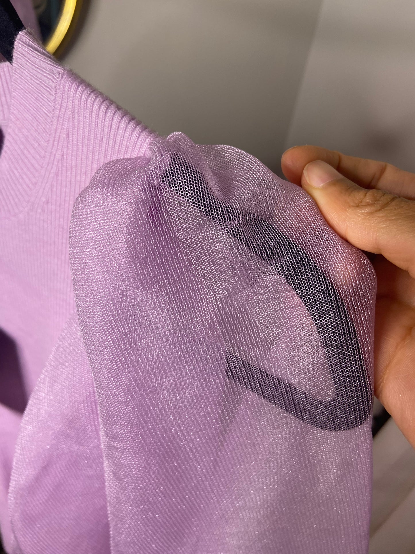 Tuckernuck Lilac Knit Betsy Blouse Sheer Balloon Sleeve Top size M