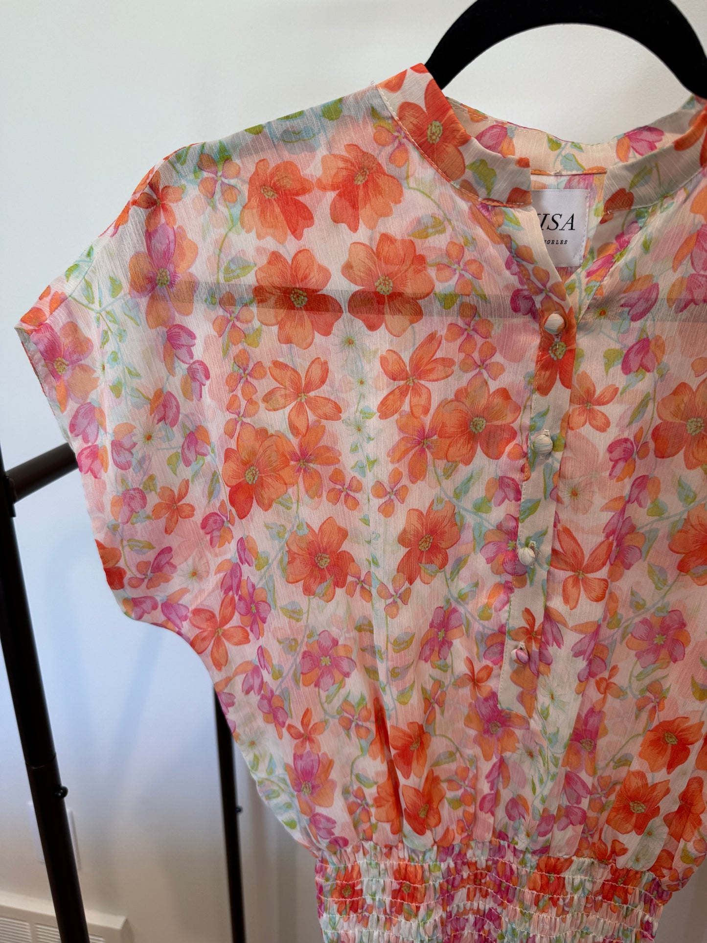 Misa Eloisa Tiered Floral-Print Chiffon Mini Dress size XS
