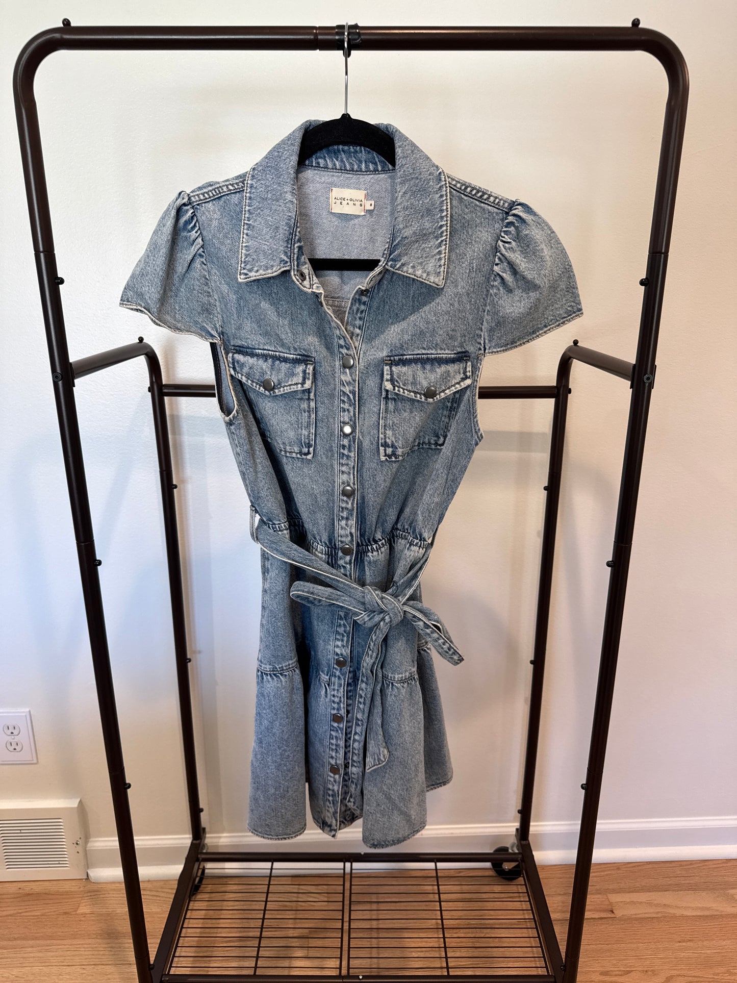 Alice and Olivia Miranda Denim Mini Shirt Dress size 8