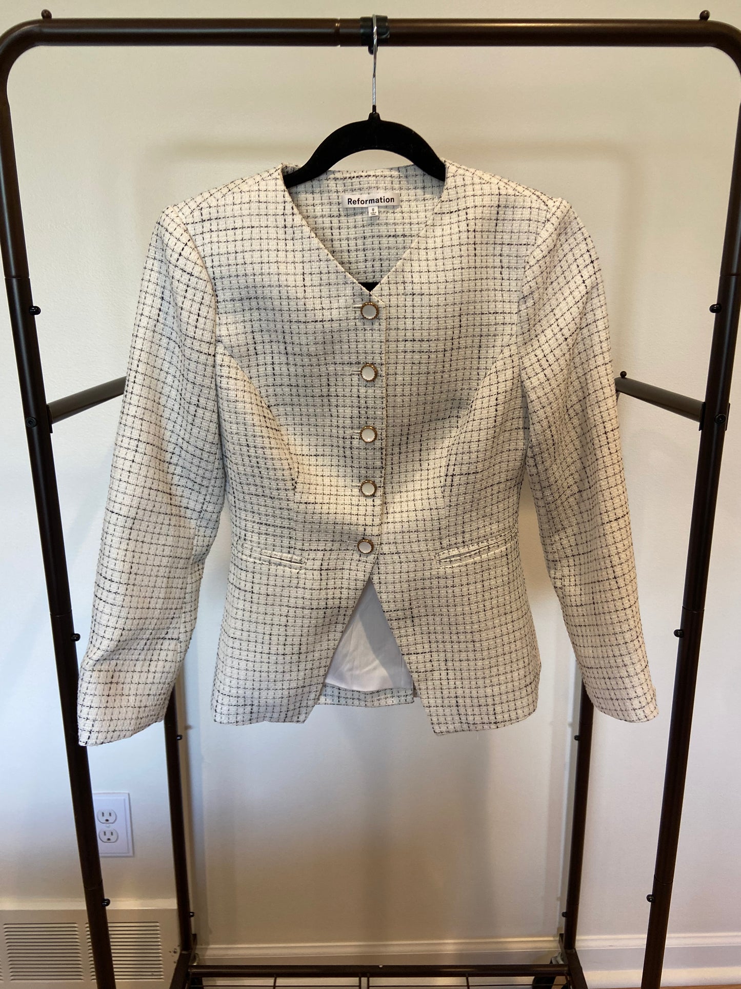 Reformation Terra Jacket in White Tweed size 0