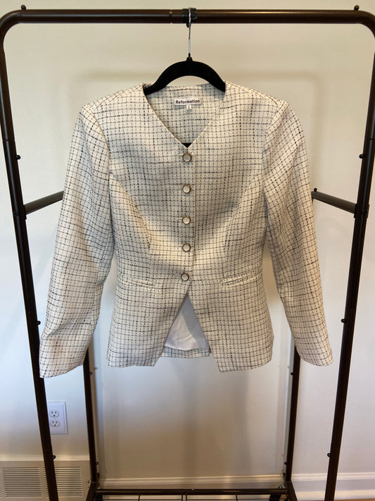 Reformation Terra Jacket in White Tweed size 0