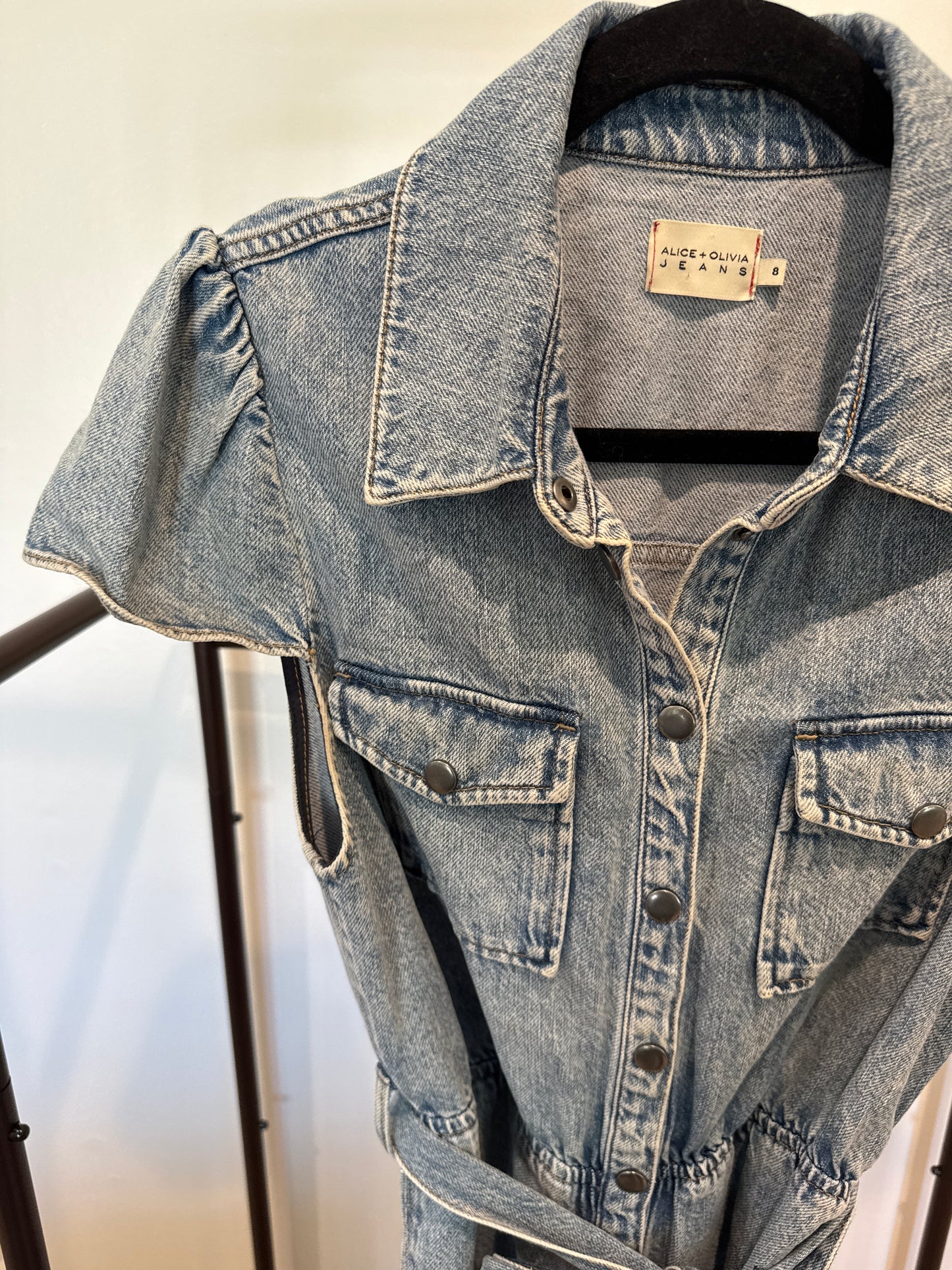 Alice and Olivia Miranda Denim Mini Shirt Dress size 8