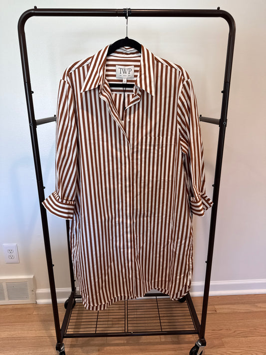 TWP Morning After Shirt Dress Brown Stripe size L