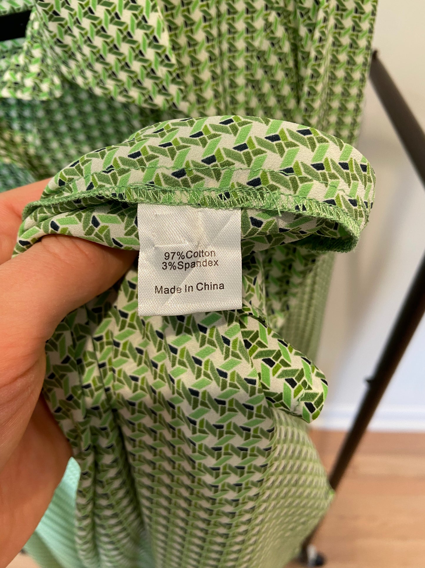 Tuckernuck Verdant Green Basketweave Geo Lucille Long Sleeve Dress size XXXL