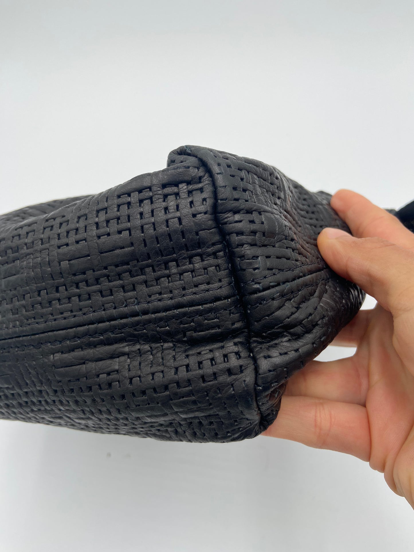 Parker Thatch Small Charlie Leather Black Basketweave