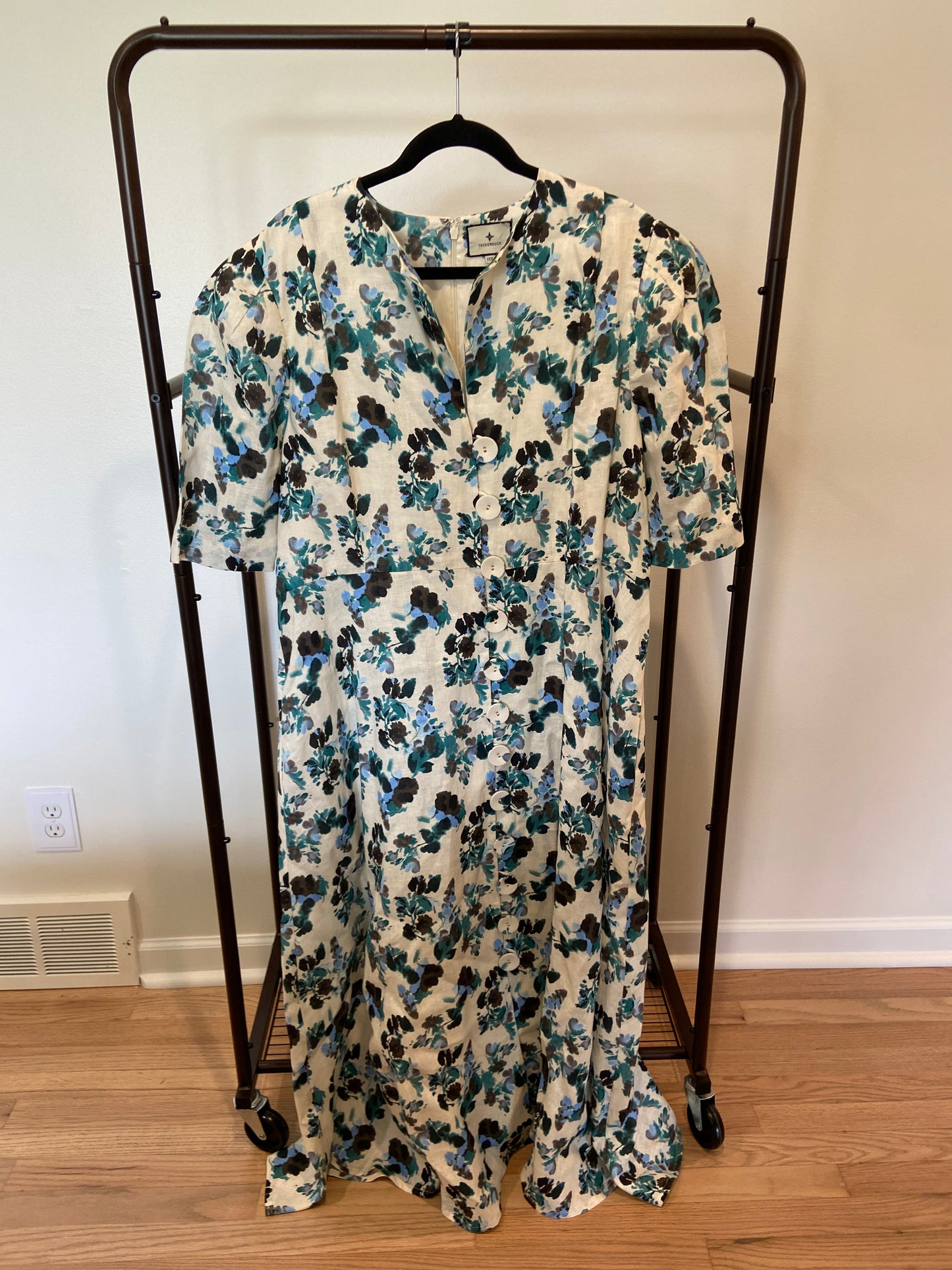Tuckernuck Budding Bluebell Hadley linen Midi Dress size XXXL
