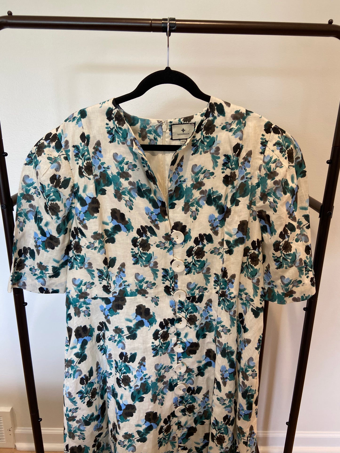Tuckernuck Budding Bluebell Hadley linen Midi Dress size XXXL