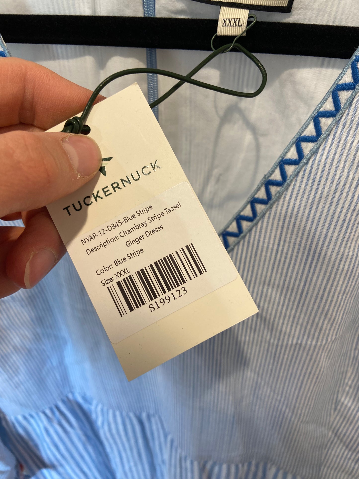 Tuckernuck Chambray Stripe Tassel Ginger Dress size XXXL