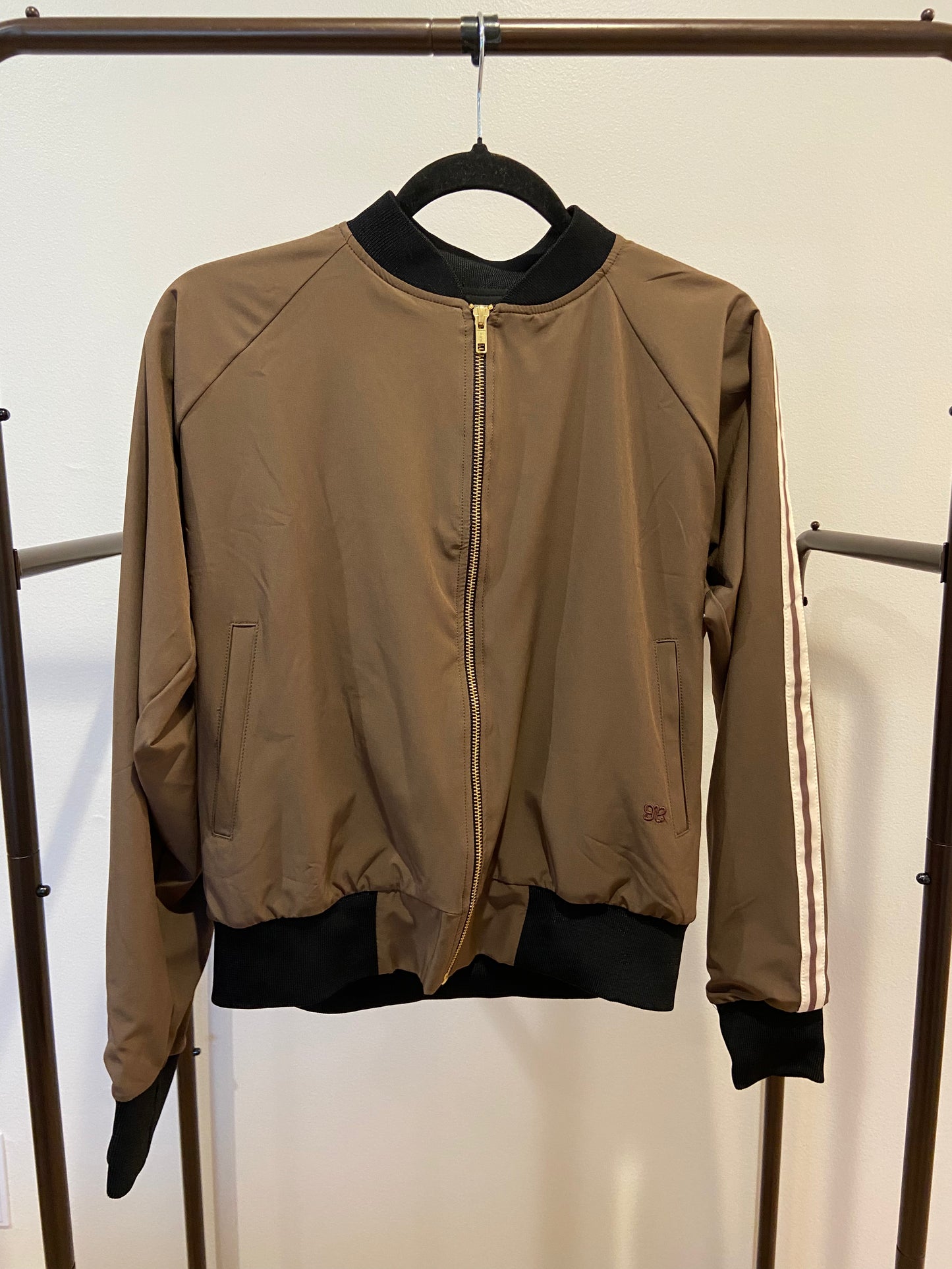 Albion Track Bomber Jacket Coffee and Sugar Stripe size S