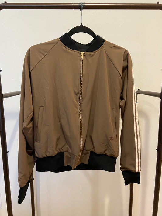 Albion Track Bomber Jacket Coffee and Sugar Stripe size S