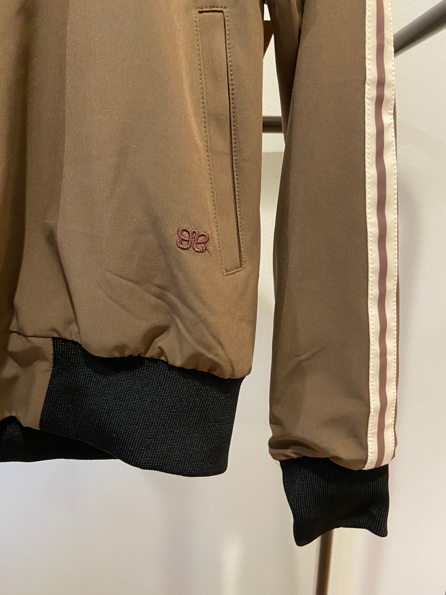 Albion Track Bomber Jacket Coffee and Sugar Stripe size S