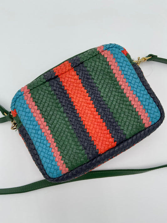Clare V. Evergreen Stripe Woven Crossbody Bag