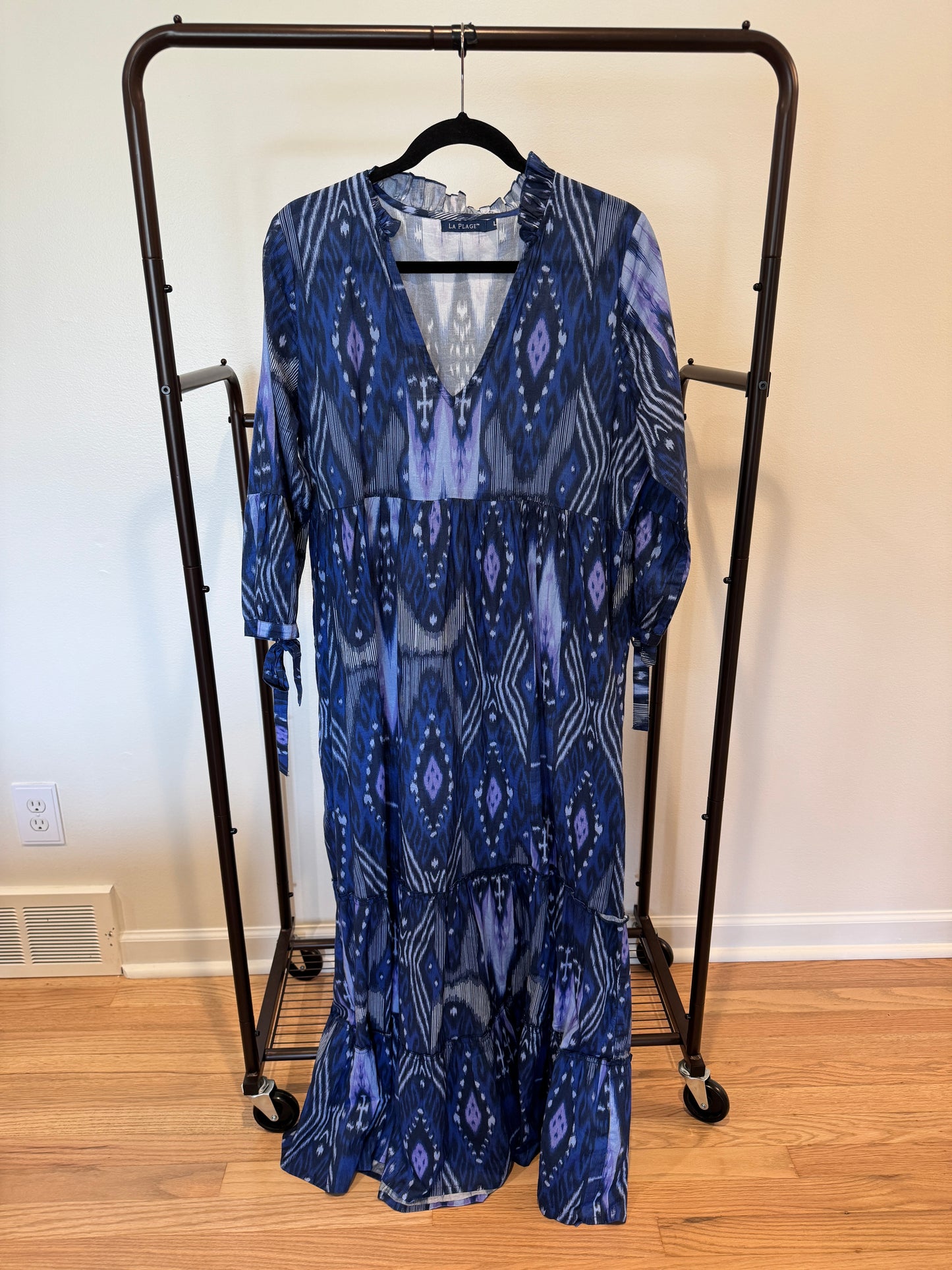 La Plage Claythorne Bue Ikat Maxi Dress size L