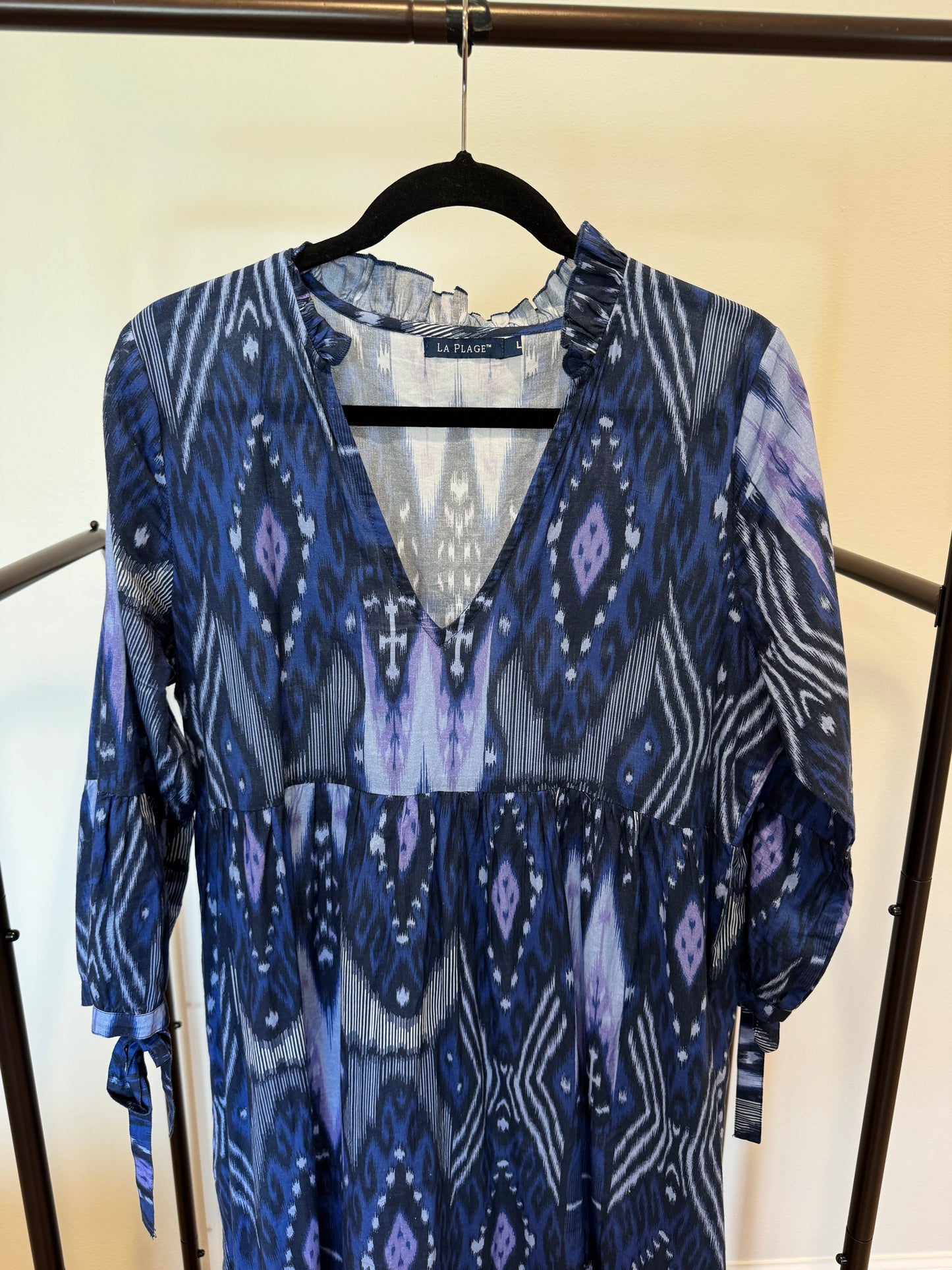 La Plage Claythorne Bue Ikat Maxi Dress size L