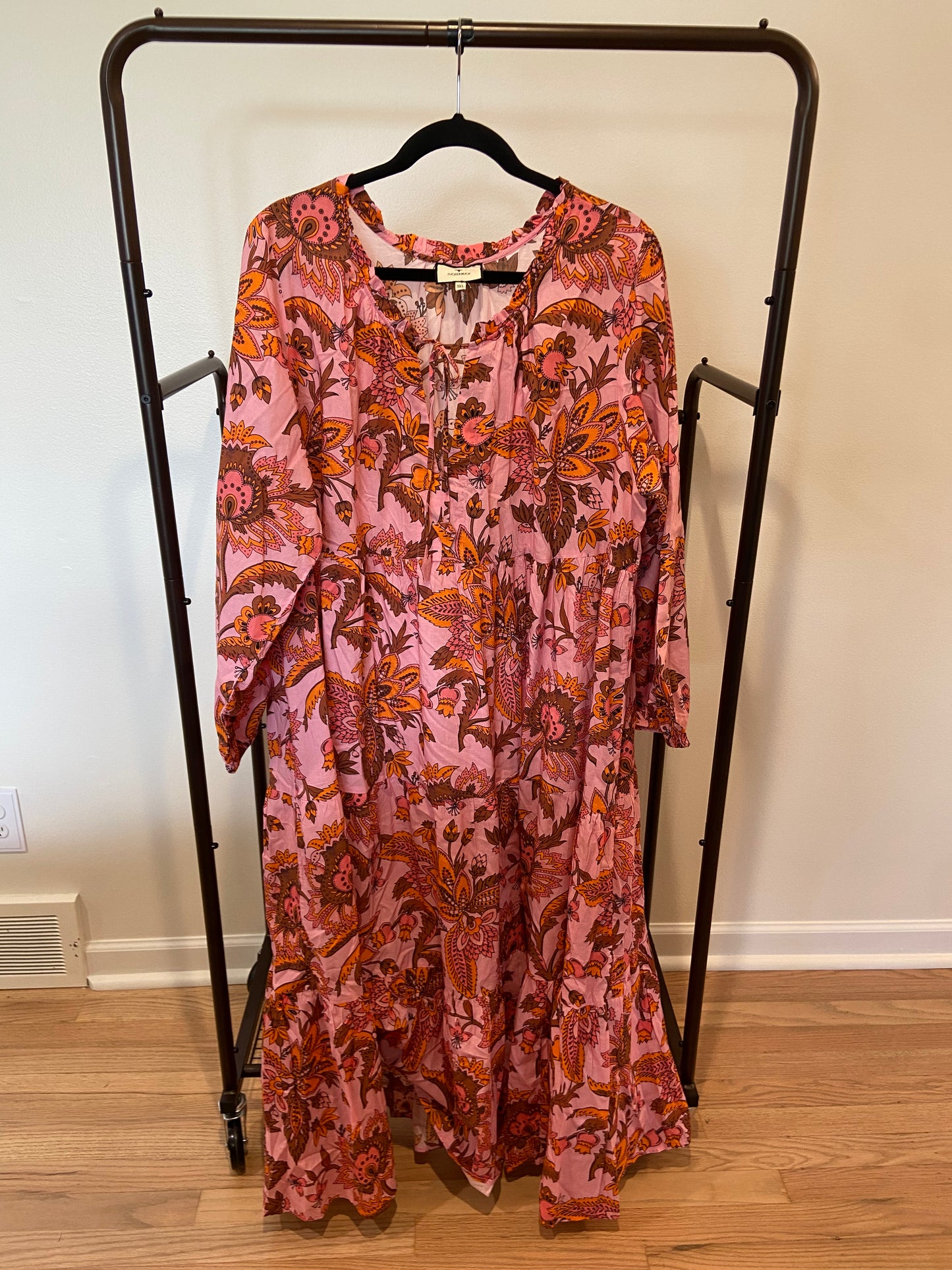 Tuckernuck Sunset Chintz Salty Paloma Pink Paisley Kaftan Maxi Dress size XXXL