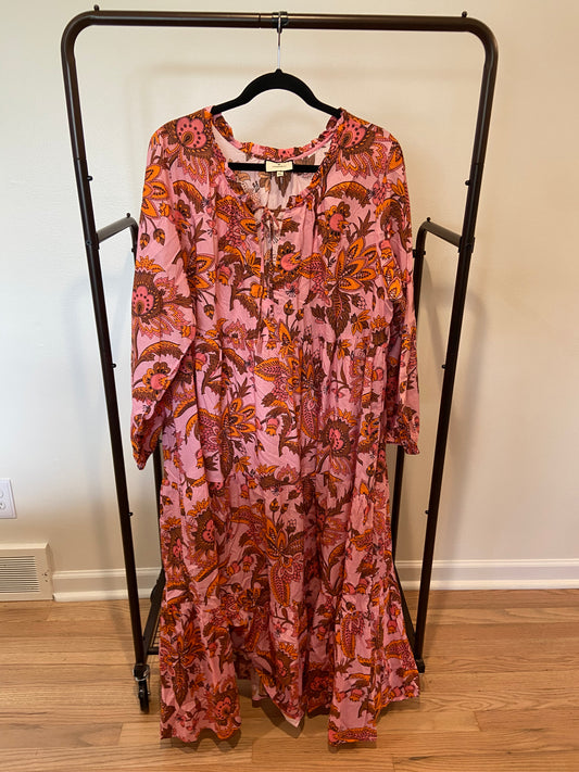 Tuckernuck Sunset Chintz Salty Paloma Pink Paisley Kaftan Maxi Dress size XXXL