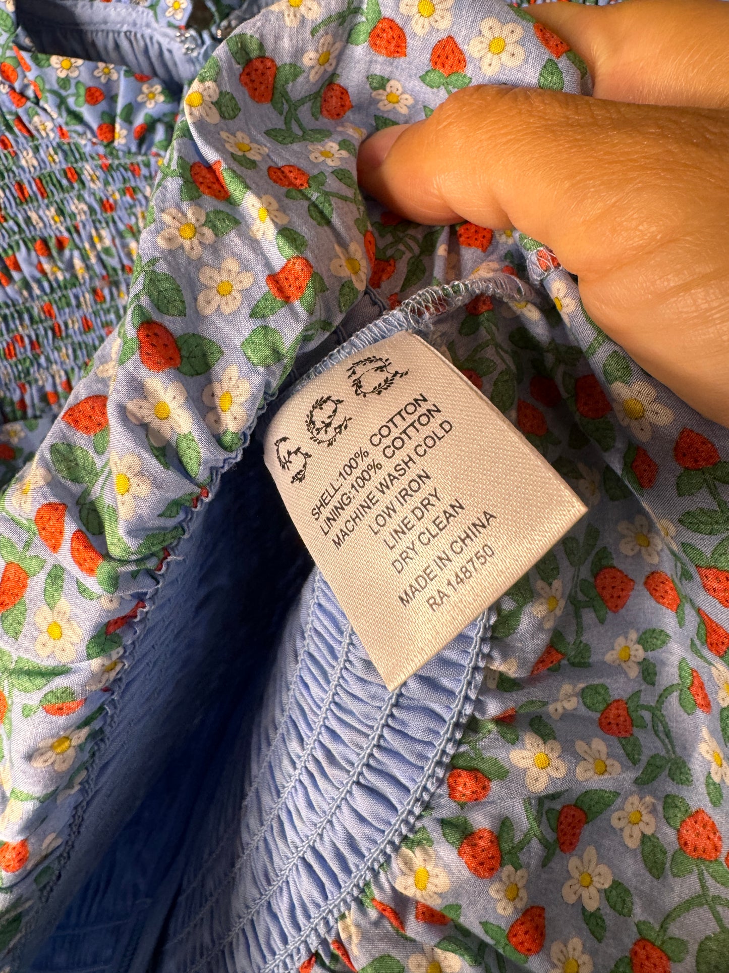 Sea New York Lilly Print Puff Sleeve Smocked Top size XS