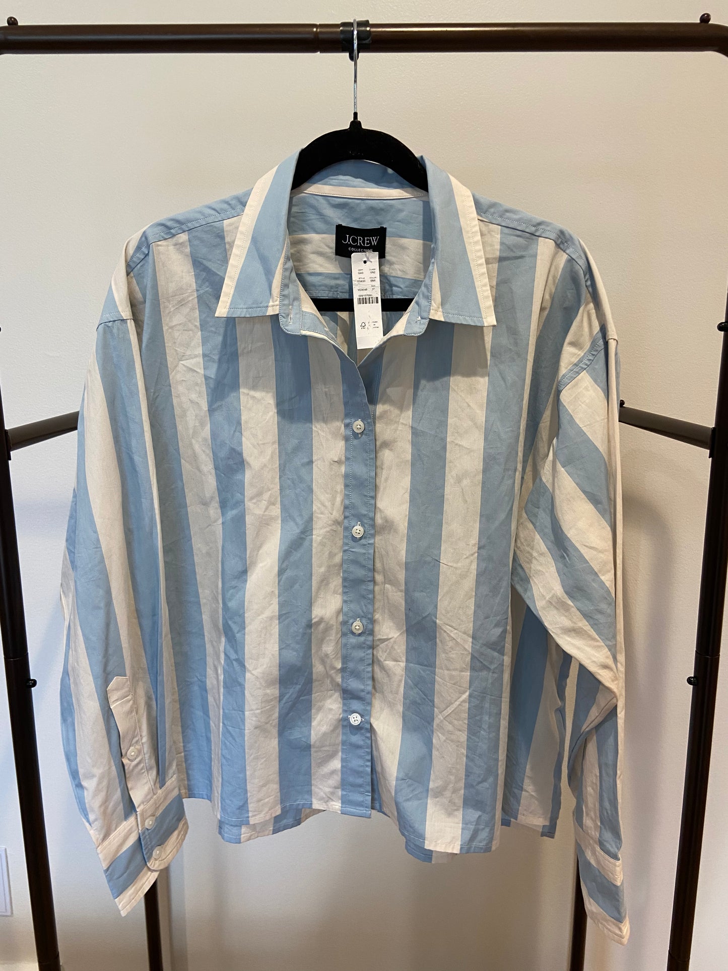 J. Crew Relaxed-fit Cropped Shirt in Barlow Stripe size 12