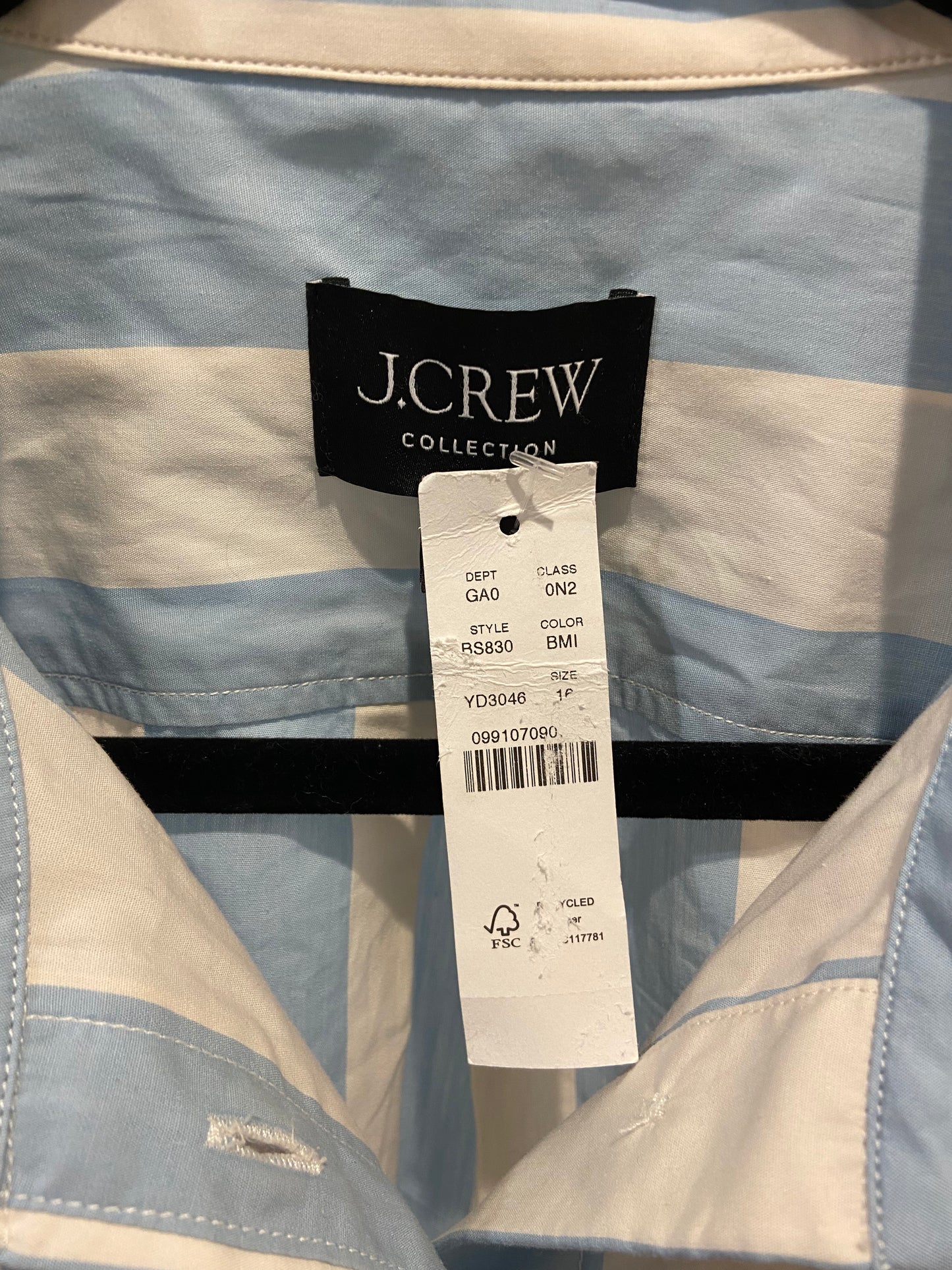 J. Crew Relaxed-fit Cropped Shirt in Barlow Stripe size 12