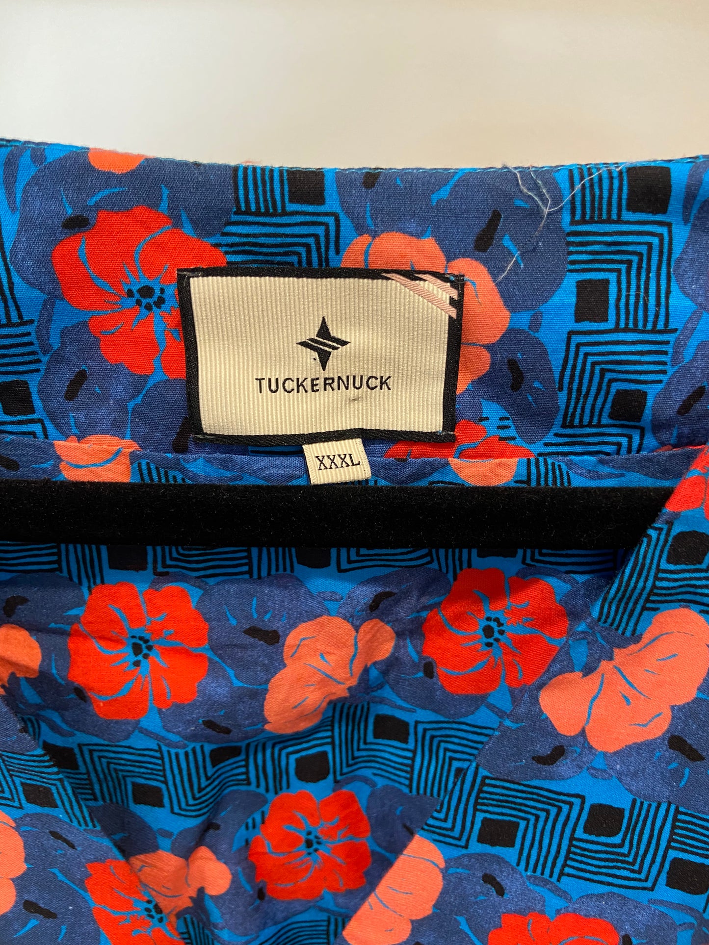 Tuckernuck Retro Floral Mitchell Blue Red Empire Waist Maxi Dress size XXXL
