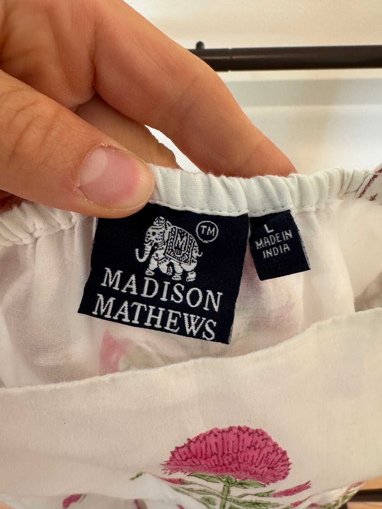 Madison Matthews White Maxi Strap Dress Floral size L