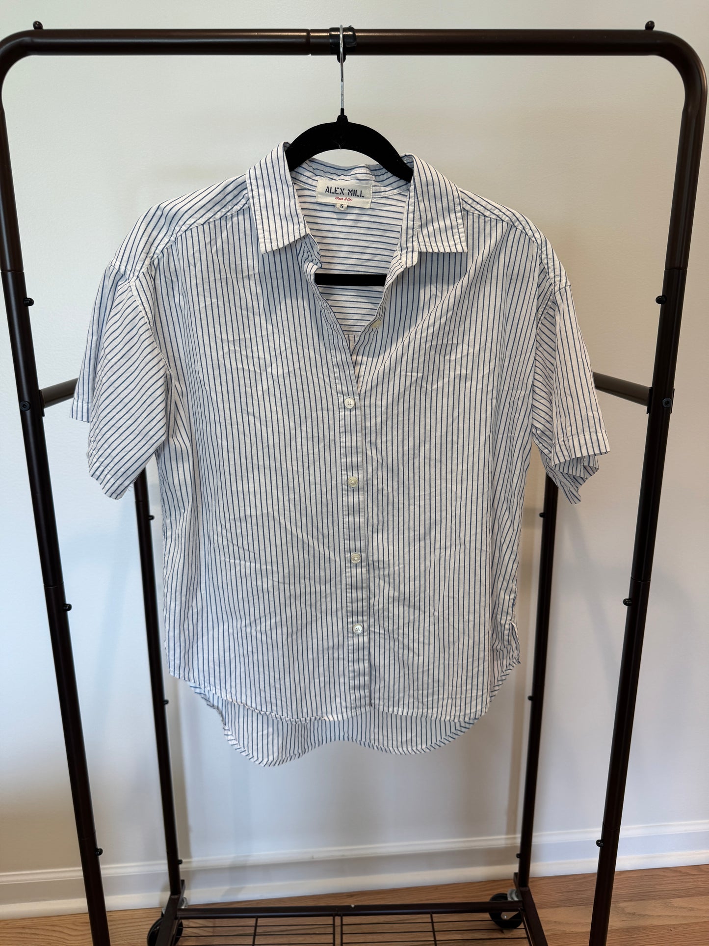 Alex Mill Wash and Go Camp Button Down Blue Stripe Shirt size S