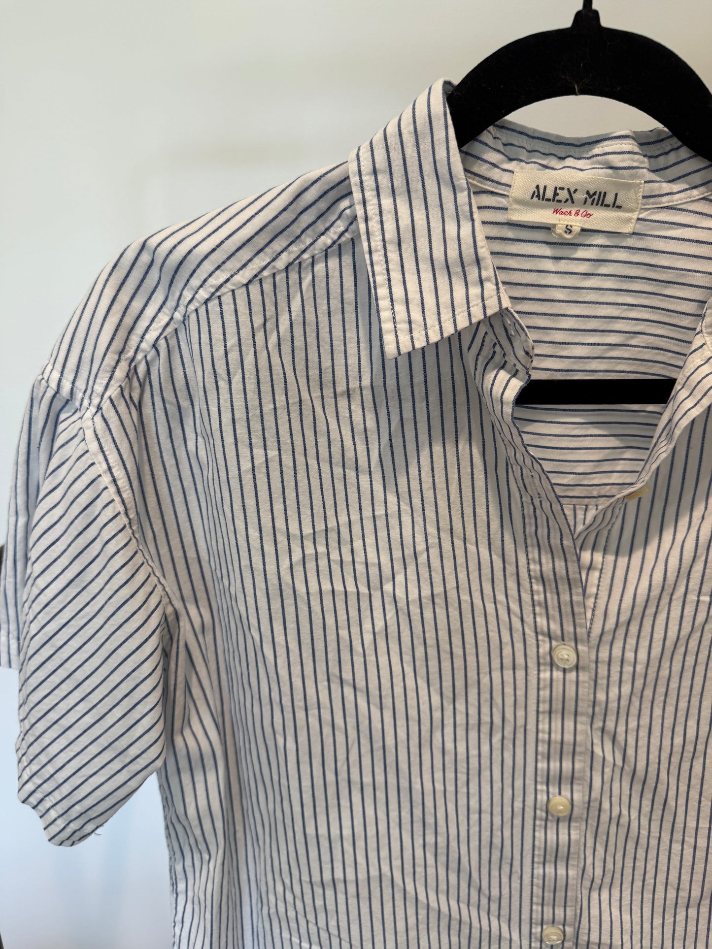 Alex Mill Wash and Go Camp Button Down Blue Stripe Shirt size S