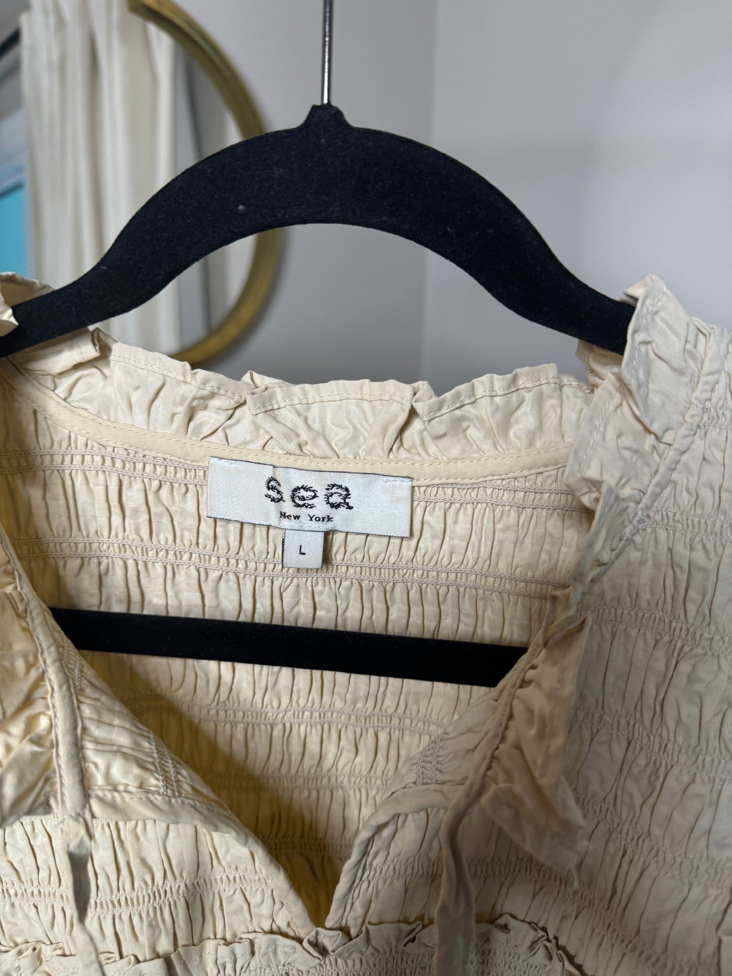 Sea New York Sevyn Solid Seersucker Top size L