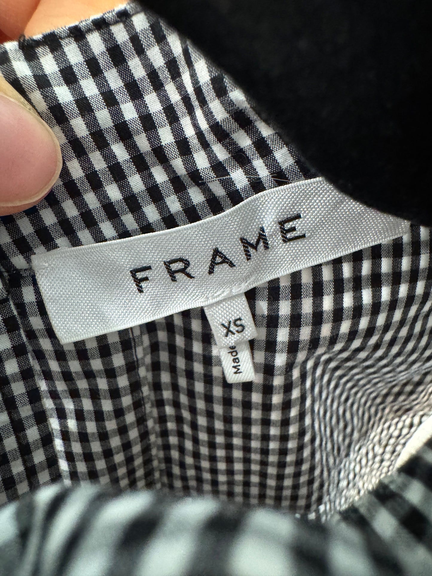 Frame Sleeveless Gingham High Neck Button Down Back Blouse size XS