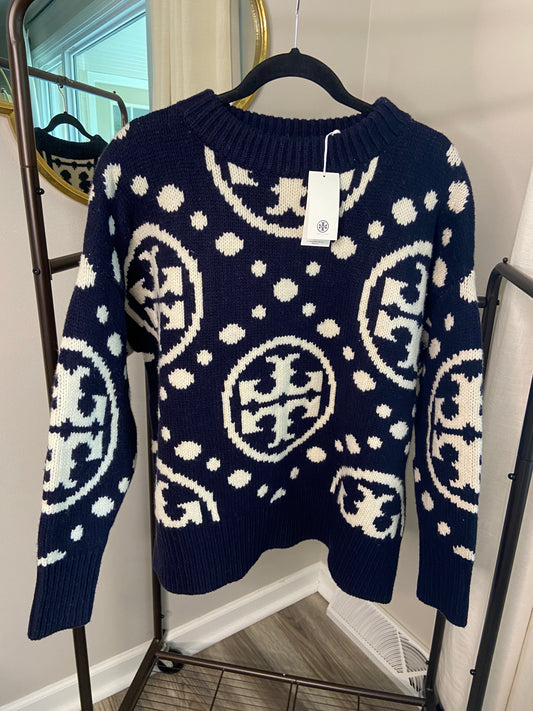 Tory Burch Merino Monogram Sweater size M