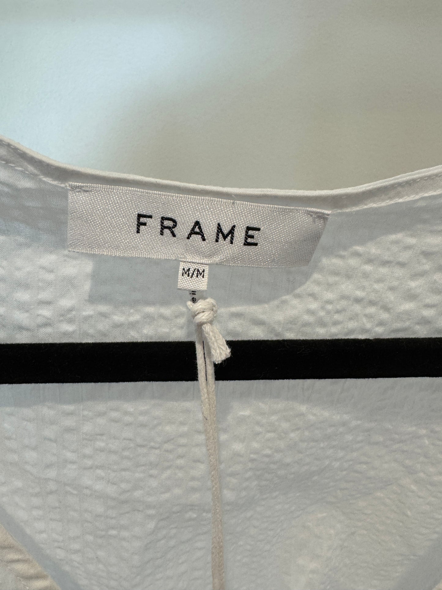Frame White Rouched V Neck Blouse size M