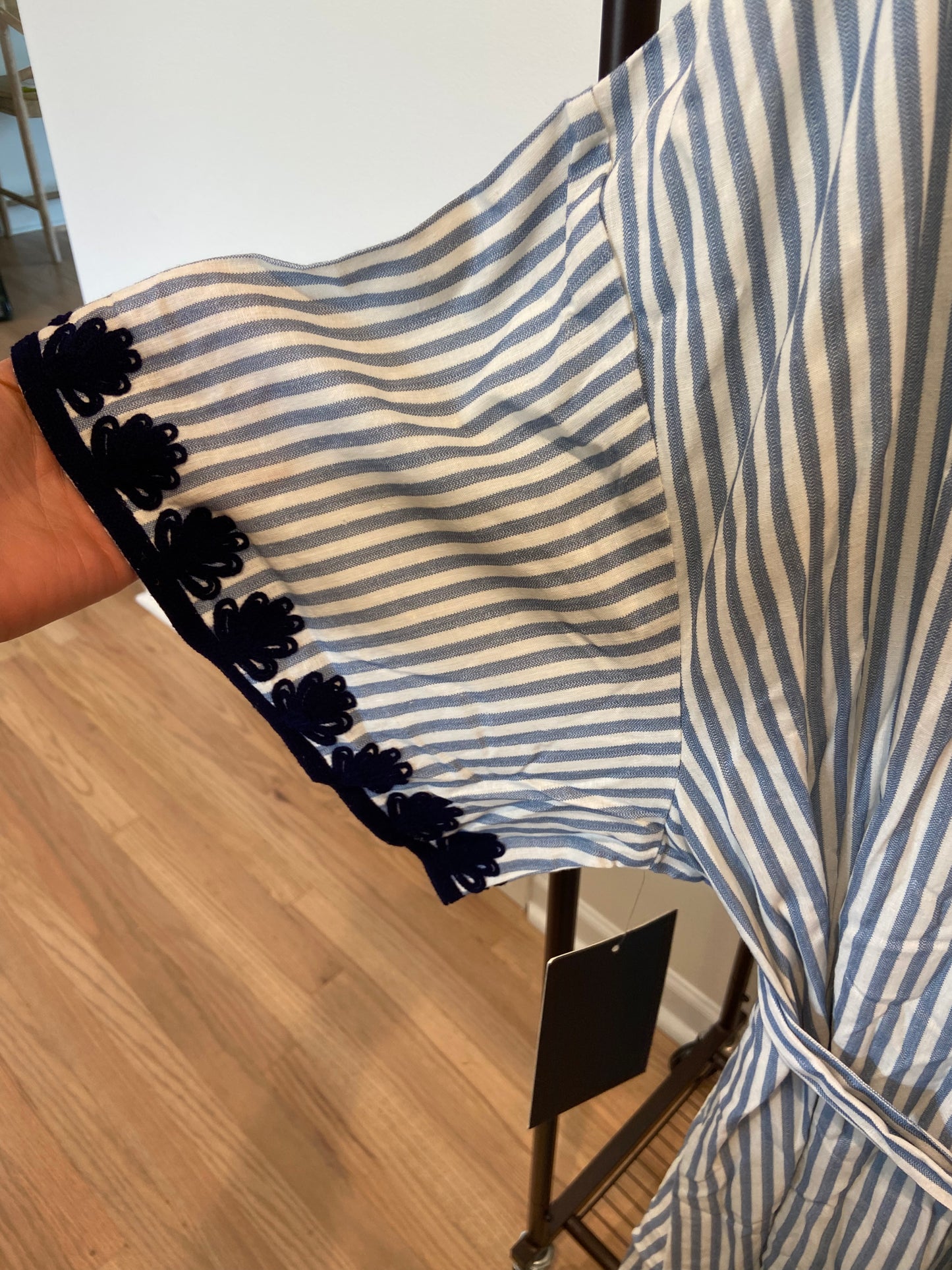 Tuckernuck Blue Stripe Embroidered Tie Waist Caftan size XXXL