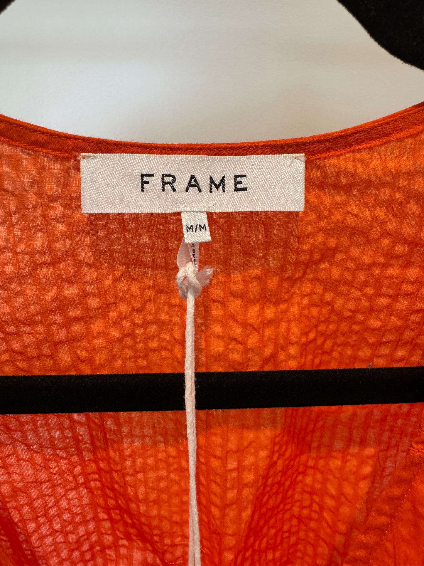 Frame Orange Rouched Sleeveless Blouse size M