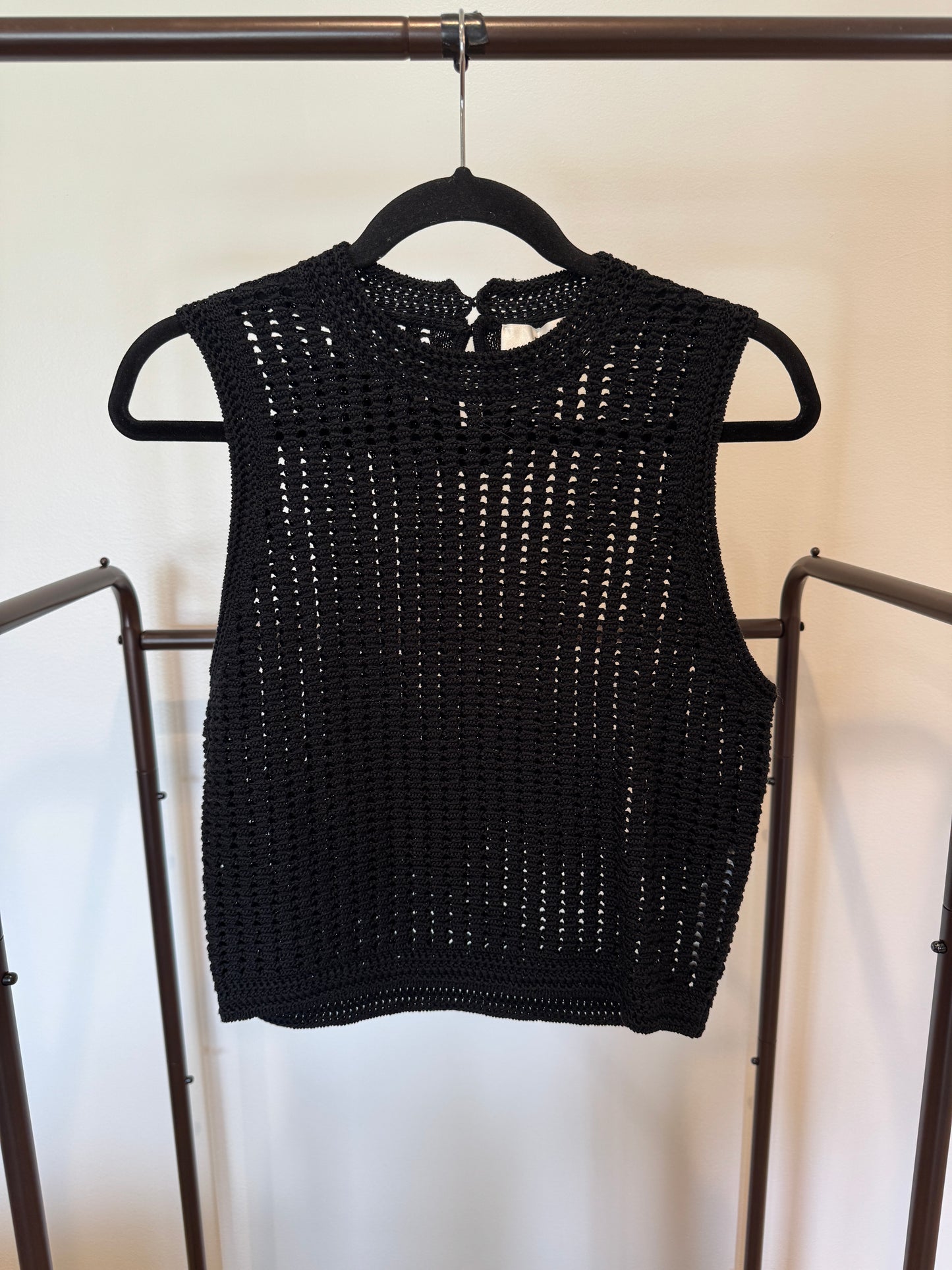 Frame The Crochet Tank Top Black size S