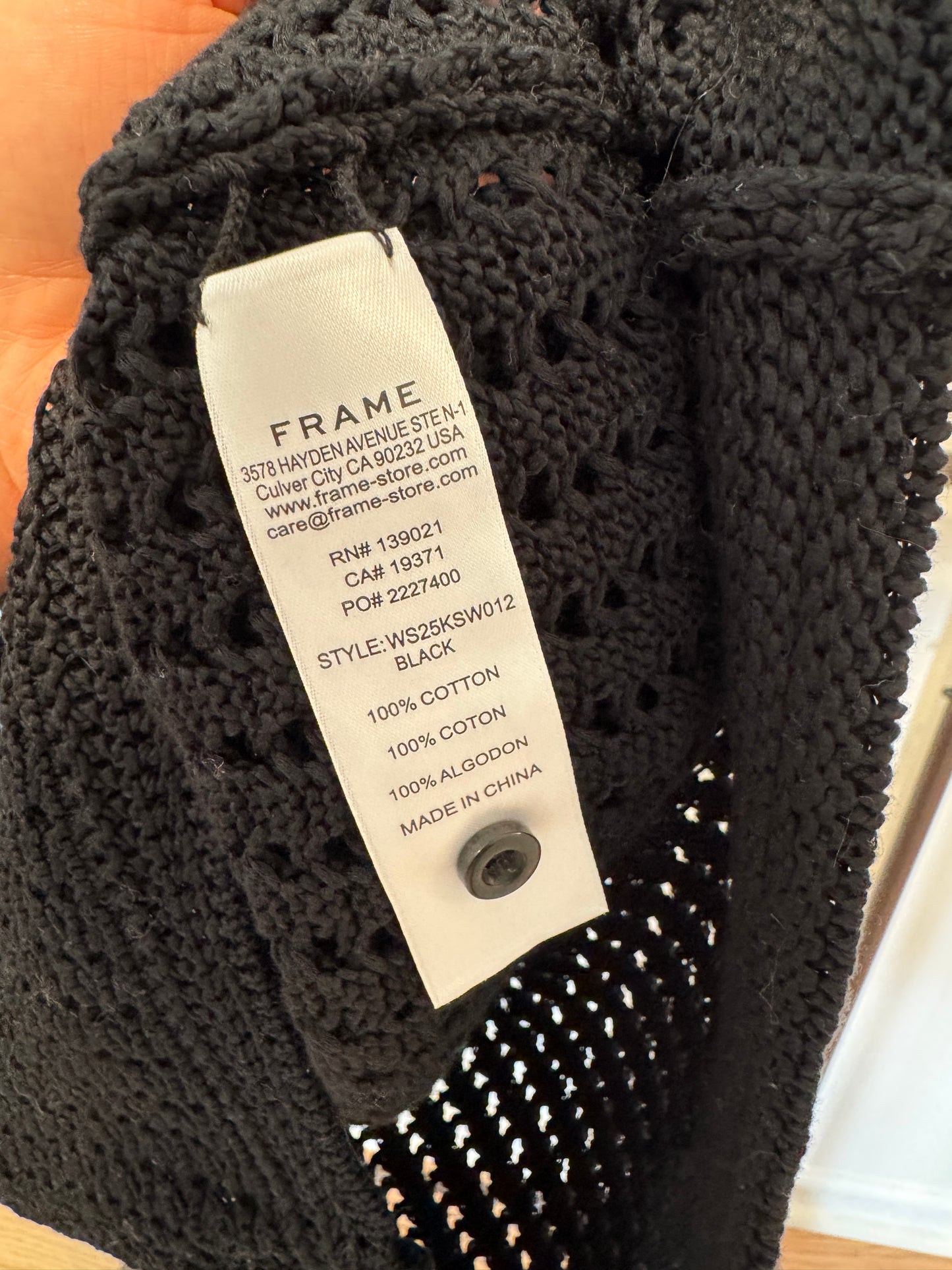 Frame The Crochet Tank Top Black size S