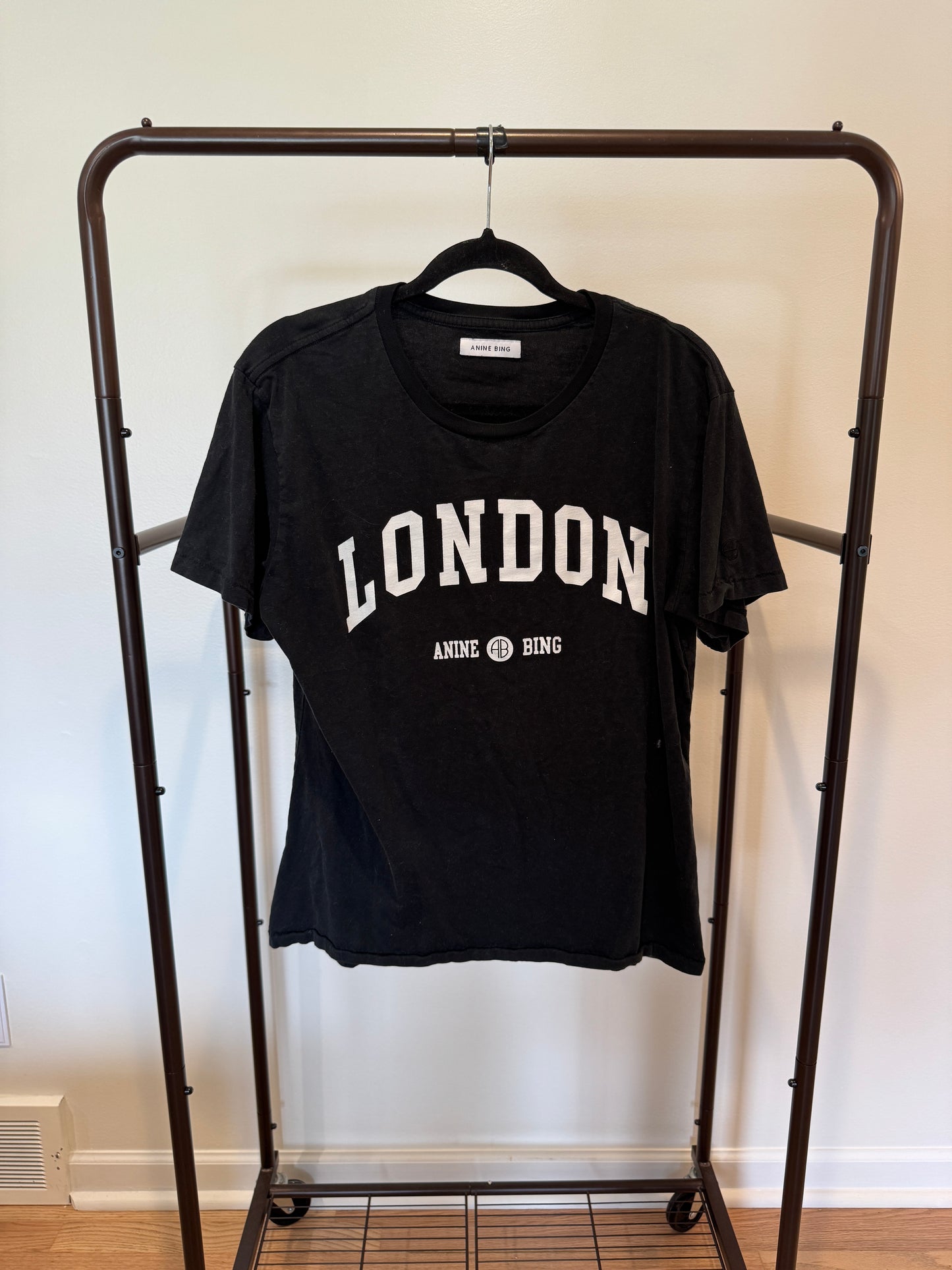 Anine Bing Lili Tee University London Washed Black size M
