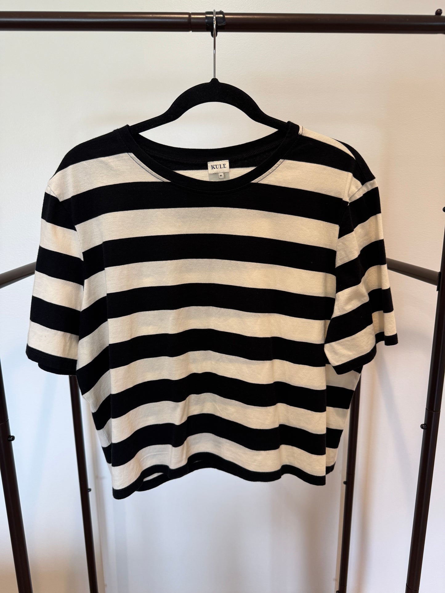 Kule The Striped Modern Black and Cream Striped Top size XL