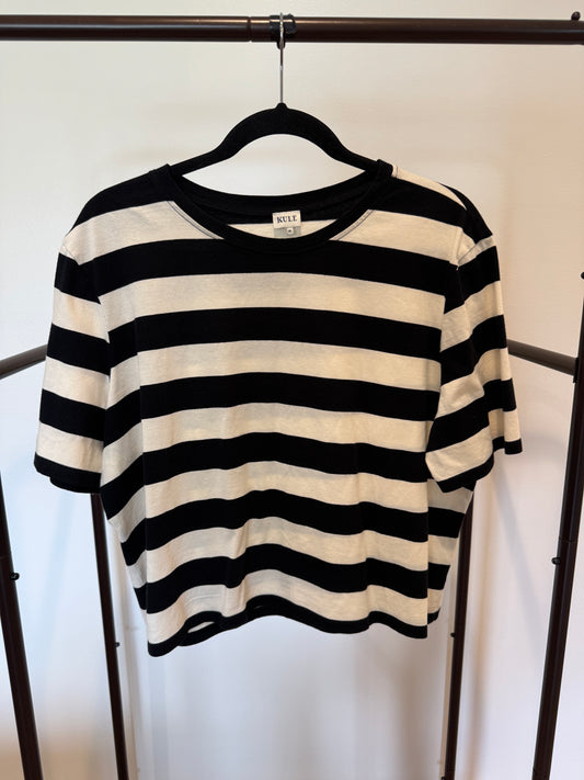 Kule The Striped Modern Black and Cream Striped Top size XL