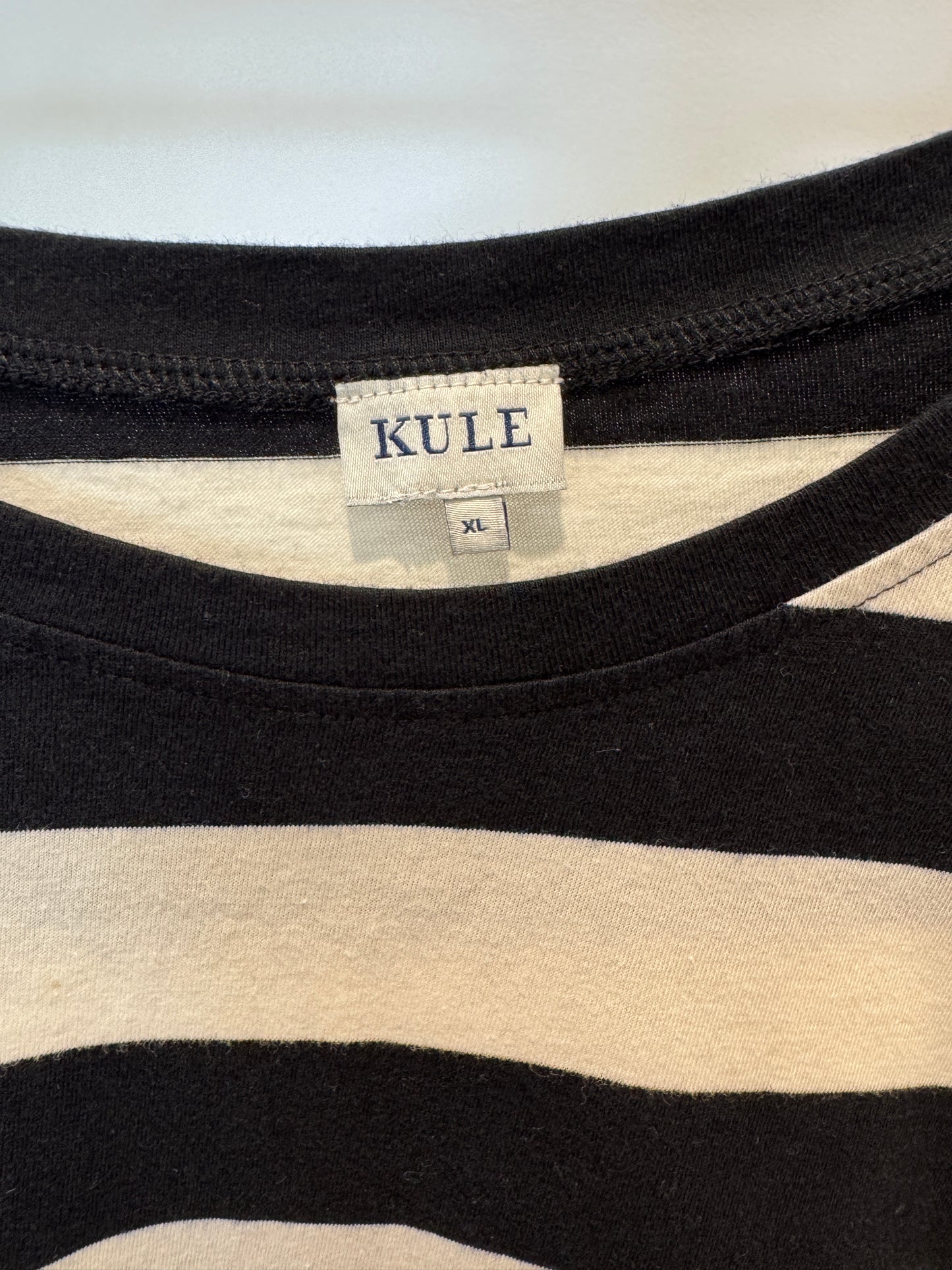Kule The Striped Modern Black and Cream Striped Top size XL