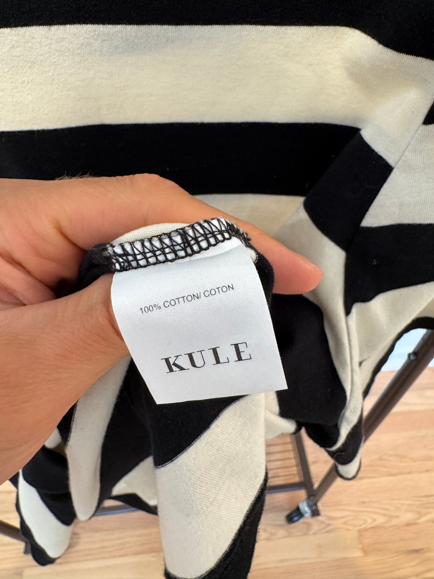 Kule The Striped Modern Black and Cream Striped Top size XL