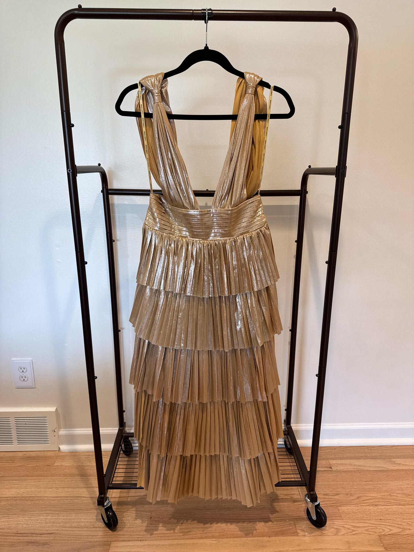 Bronx & Banco Florence Light Gold Midi Dress size M
