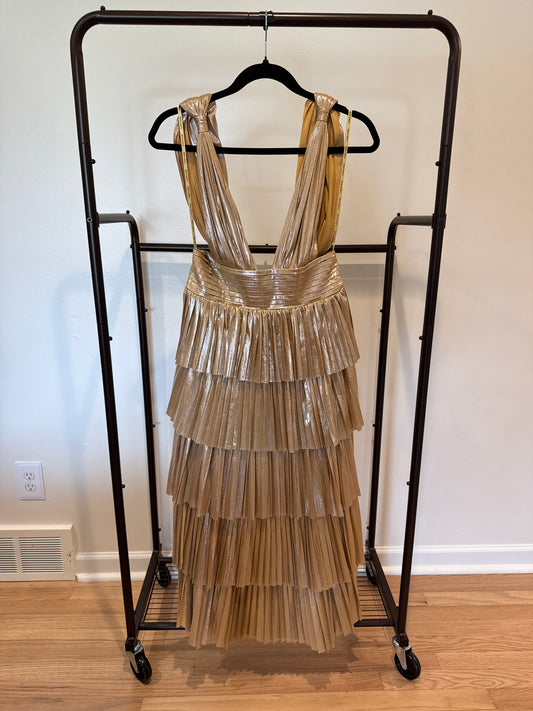 Bronx & Banco Florence Light Gold Midi Dress size M